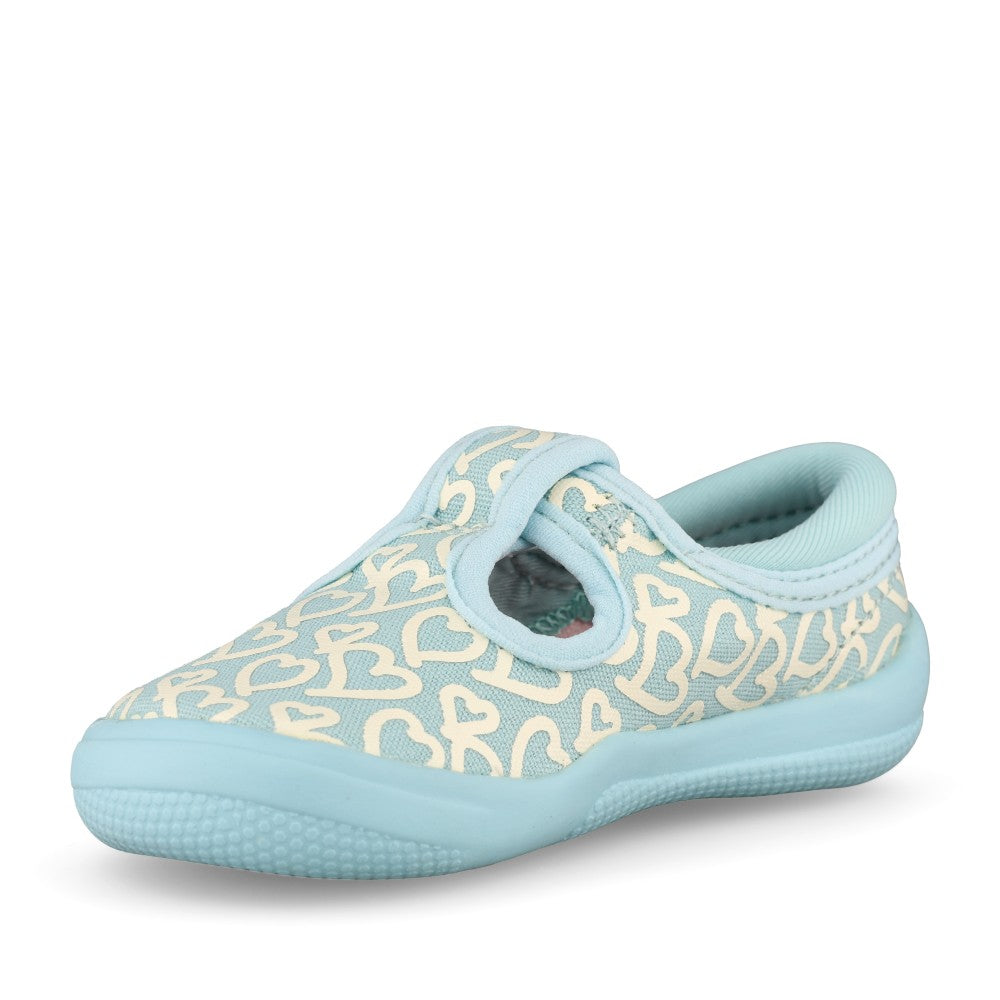 Girls Briley Way T Teal Combi Canvas T-bar Shoe In Kids F Fit