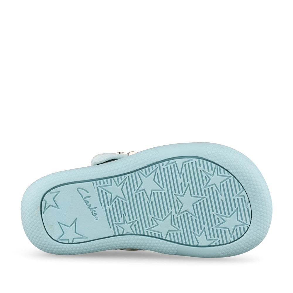 Girls Briley Way T Teal Combi Canvas T-bar Shoe In Kids F Fit