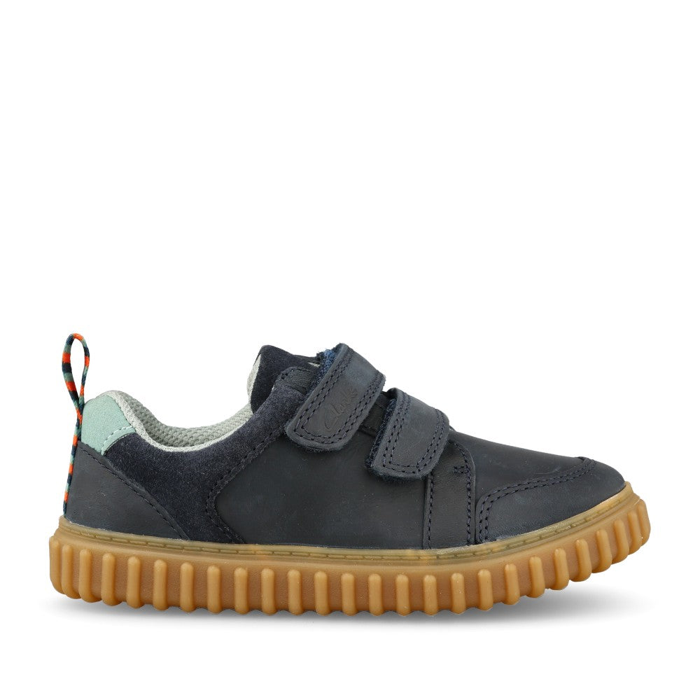 Boys Cove Pop T Navy Leather Shoe In Kids F Fit