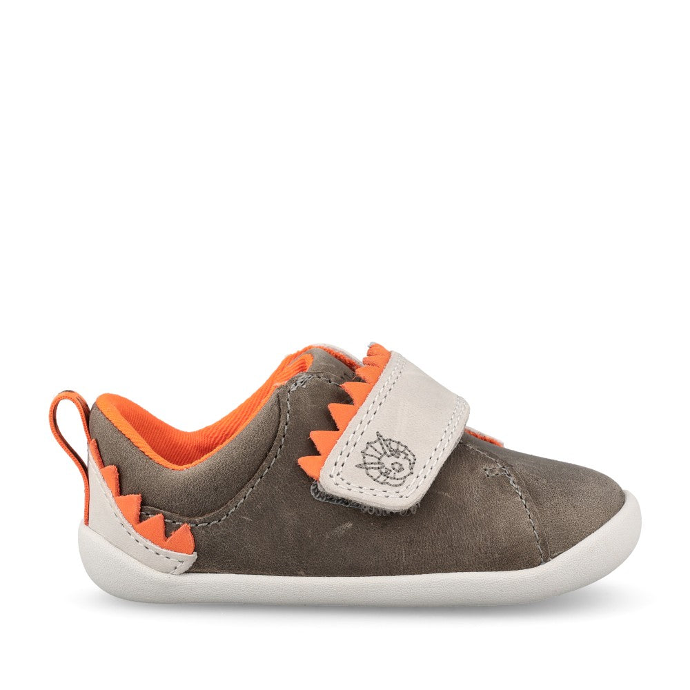 Boys Roamer Rex T Grey Combi Leather Shoe In Kids G Fit