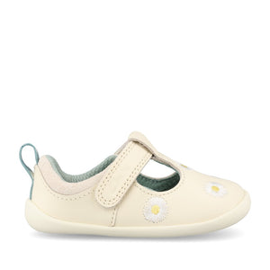 Girls Roamer Flora T Cotton Leather T-bar Shoe In Kids F Fit