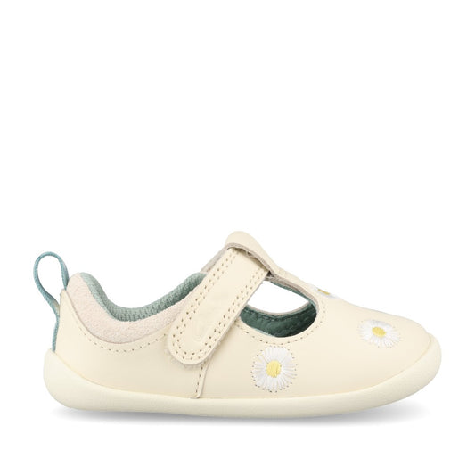 Girls Roamer Flora T Cotton Leather T-bar Shoe In Kids G Fit