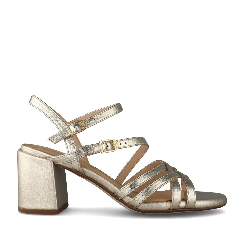 Ladies Ezoria Strap D-fit Mid Heel Sandal In Gold