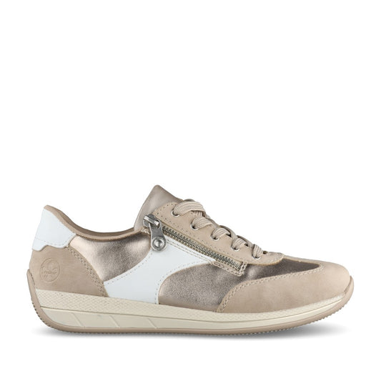 Ladies N1103 Laced Trainer In Metallic