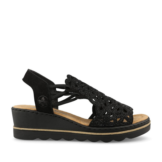 Ladies 67465 Wedge Sandal In Black