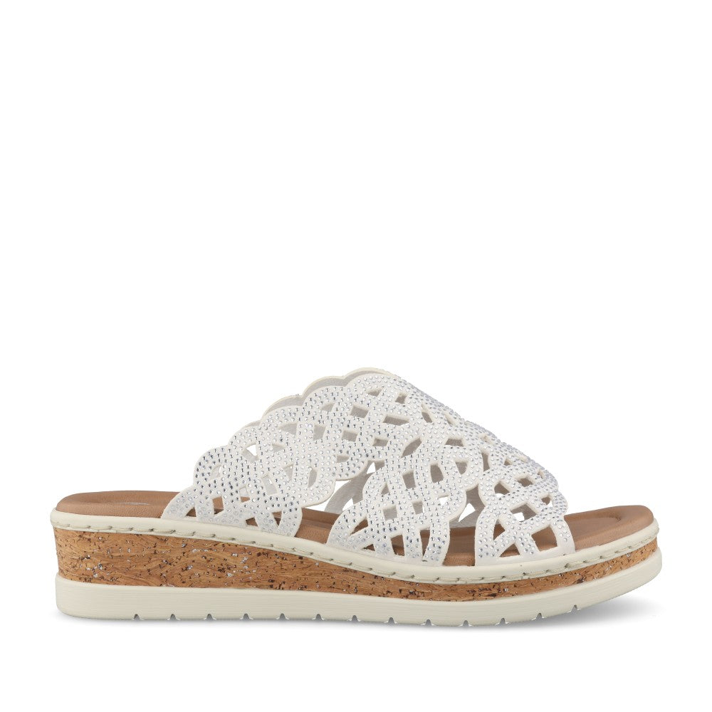 Ladies V4189 Wedge Mule In Off White