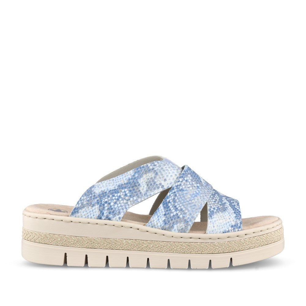 Ladies V4989 Platform Mule In Blue