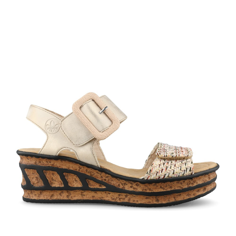 Ladies 68172 Wedge Sandal In Beige