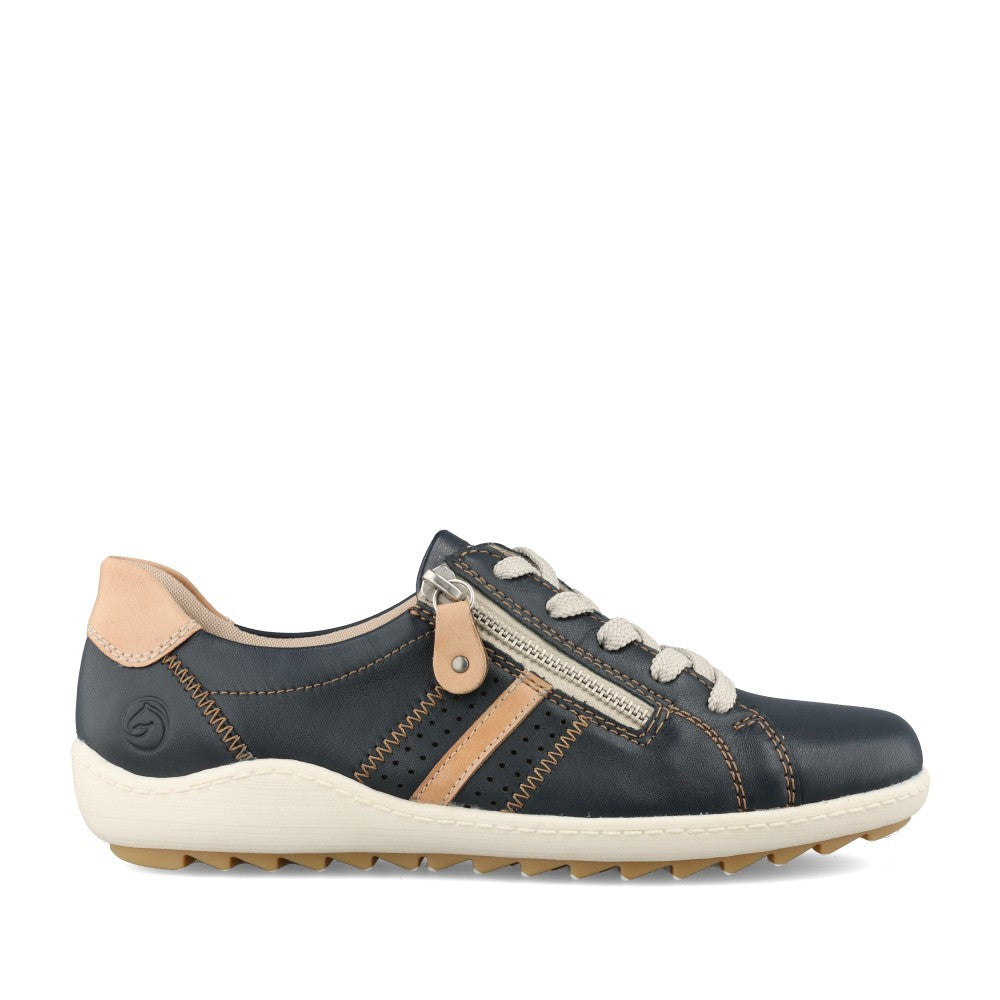 Ladies R1432 Laced Trainer In Navy