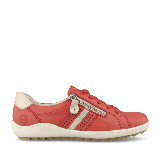 Ladies R1432 Laced Trainer In Red