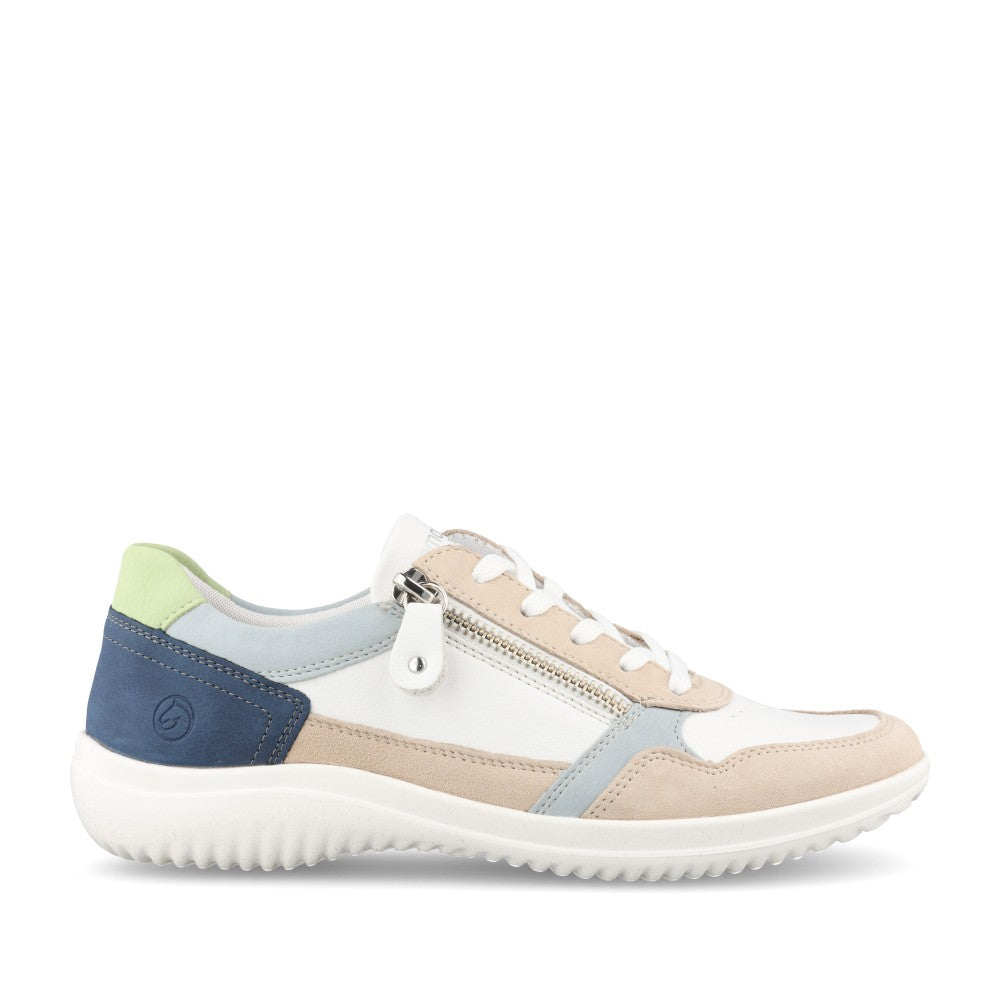 Ladies D1e06 Laced Trainer In Blue-multi