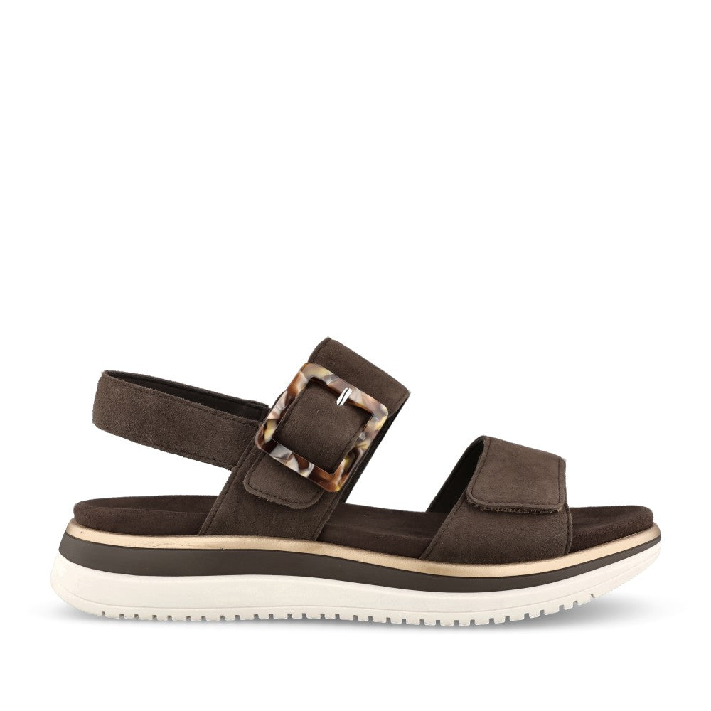 Ladies D1j62 Velcro Sandal In Dark Brown