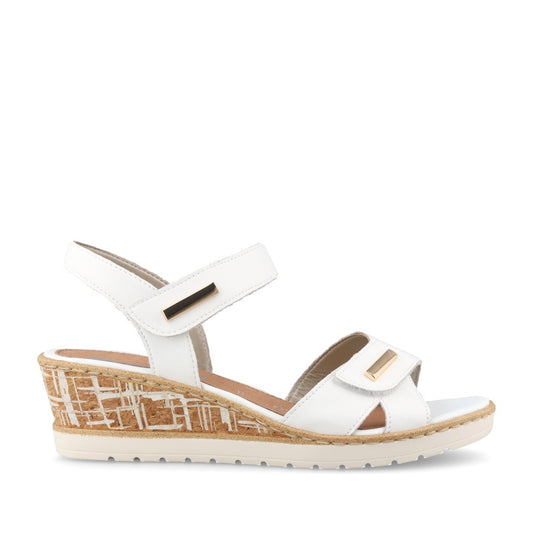 Ladies R6266 Wedge Sandal In White