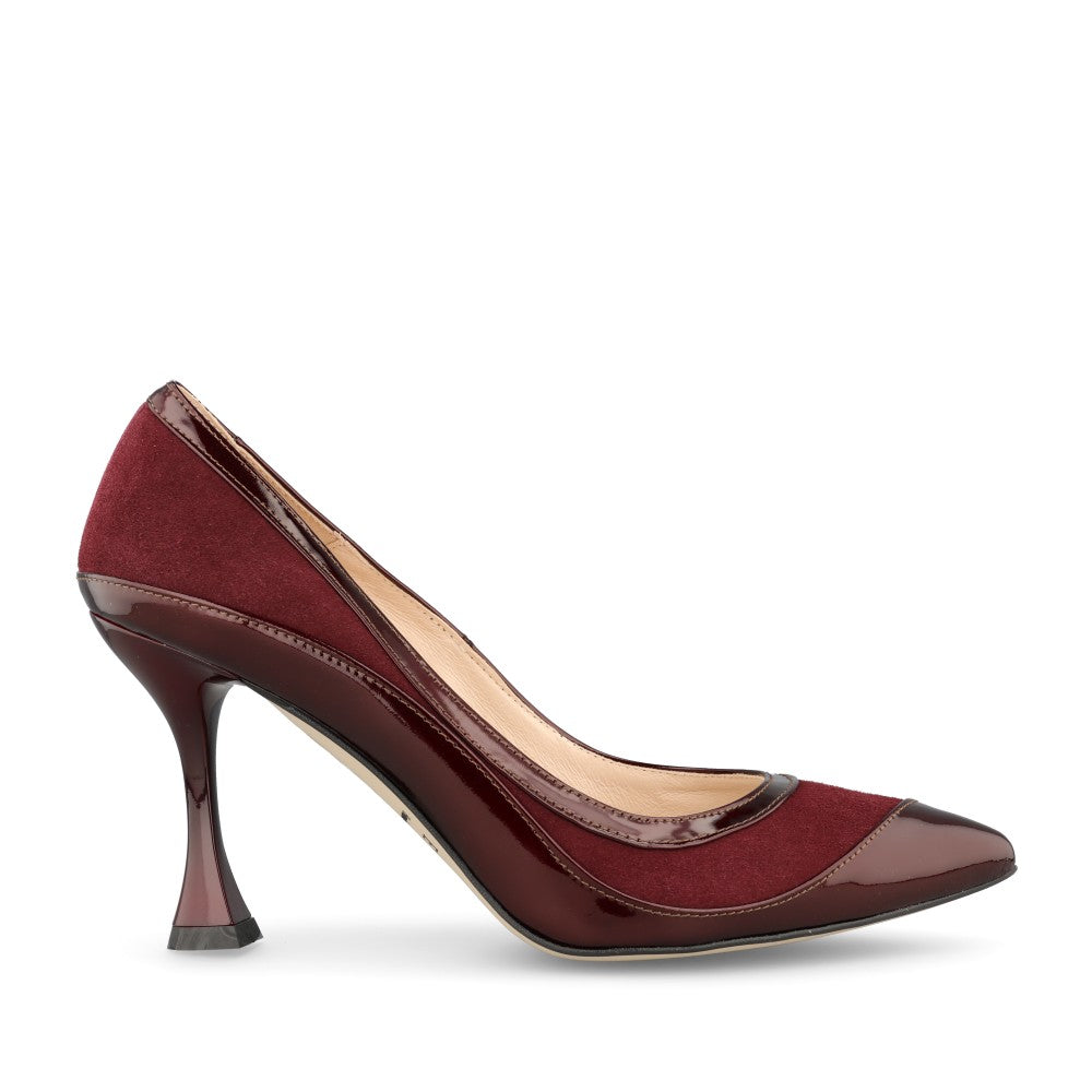 Ladies 7993 High Heel Court Shoe In Burgandy