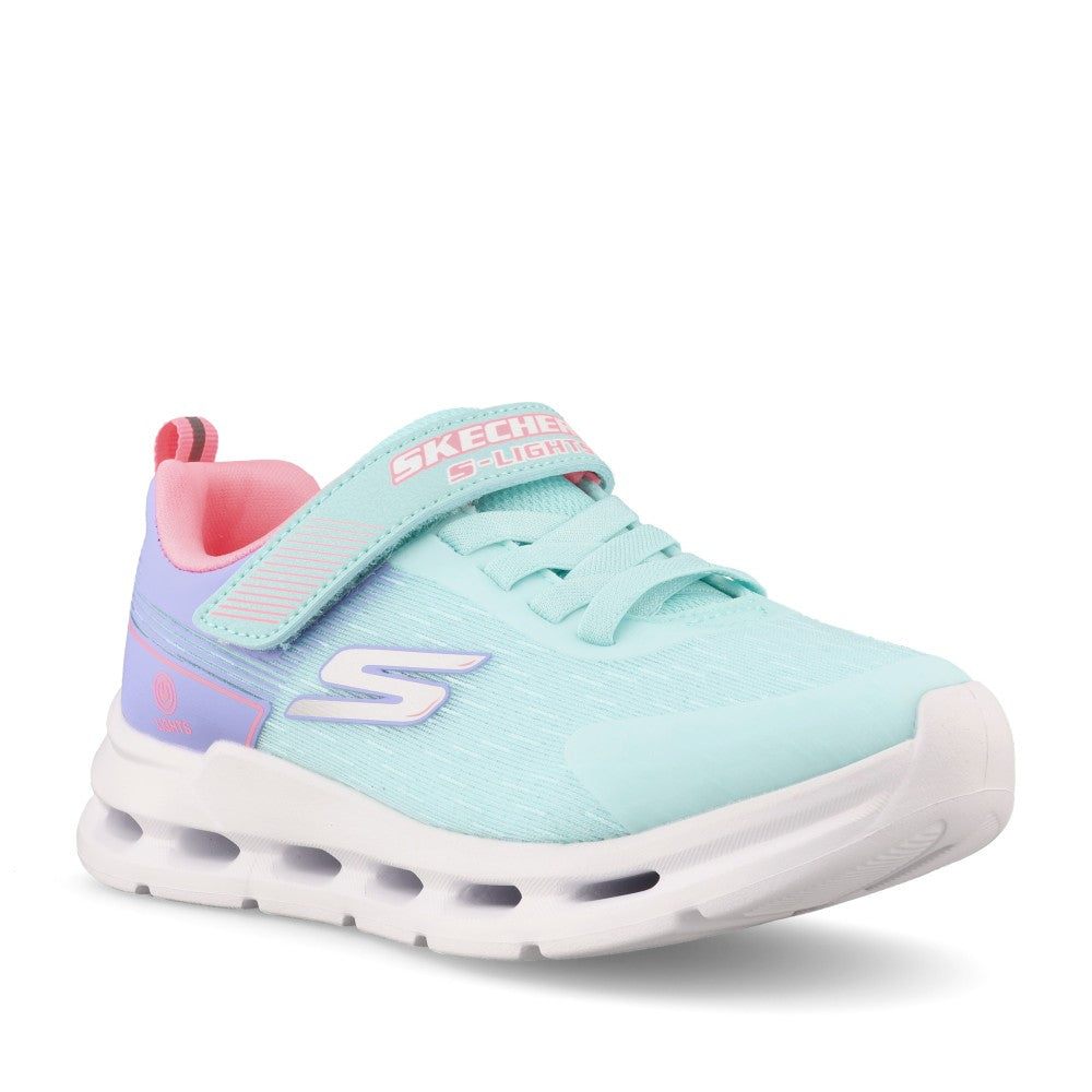 Skechers Girls 303730L Glide-Step Lights Trainer In Aqua