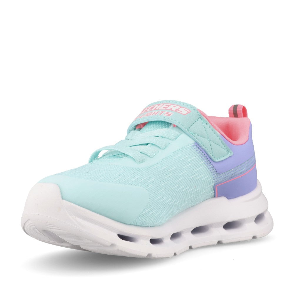 Skechers Girls 303730L Glide-Step Lights Trainer In Aqua