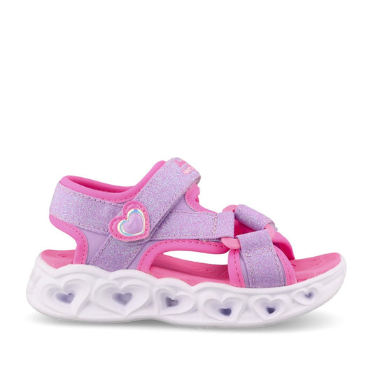 Girls 303114n Heart Lights Cute Crew Sandal In Lavender