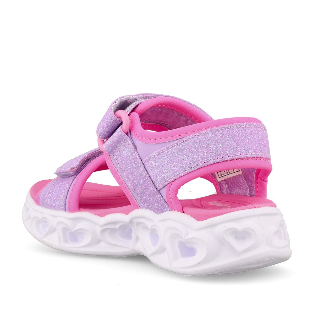 Girls 303114n Heart Lights Cute Crew Sandal In Lavender