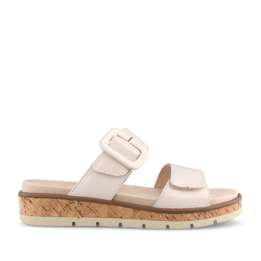 Ladies 9-27206 Wedge Mule In Taupe Patent