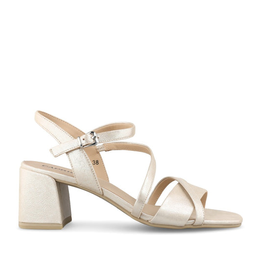 Ladies 9-28302 Mid Heel Sandal In Metallic