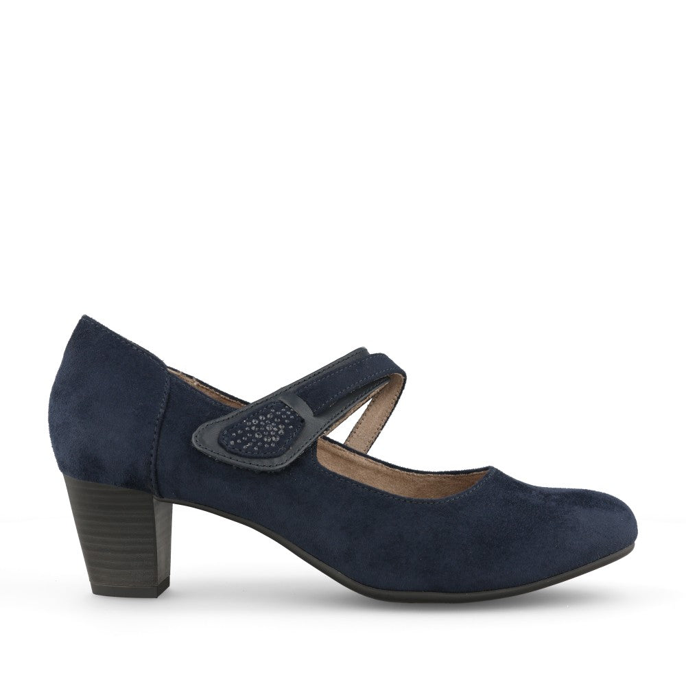 Ladies 8-24464 Mid Heel Court Shoe In Navy