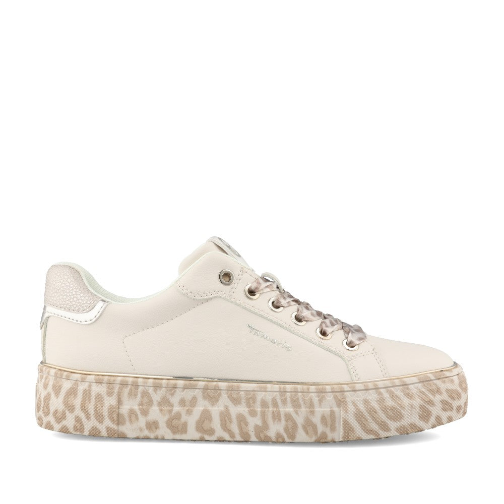 Ladies 1-23751 Laced Trainer In Beige