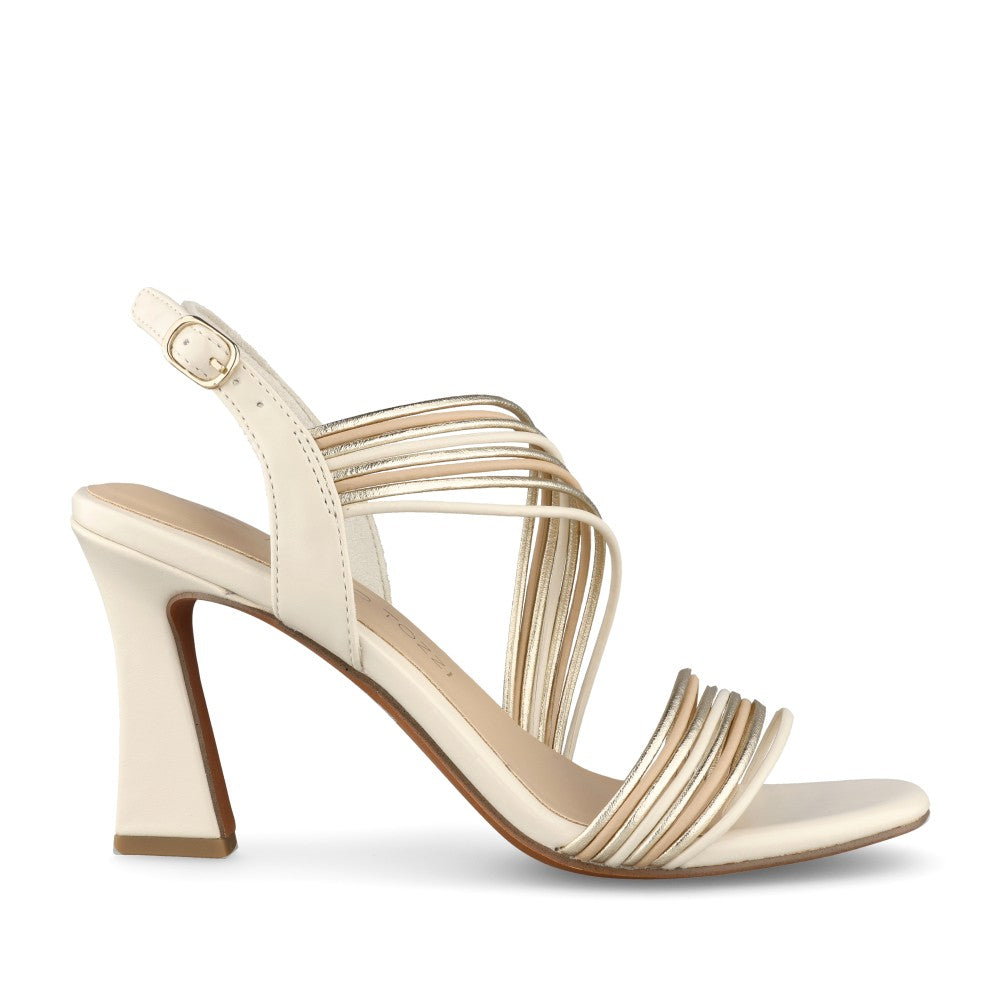 Ladies 2-28339 Mid Heel Sandal In Cream