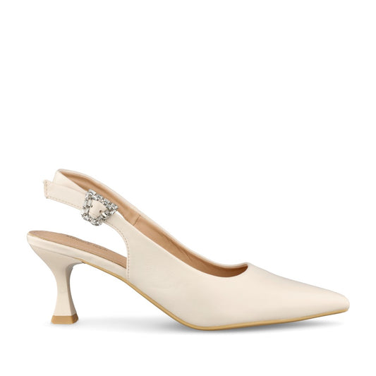 Ladies Arniston Low Heel Sling Back Shoe In Cream