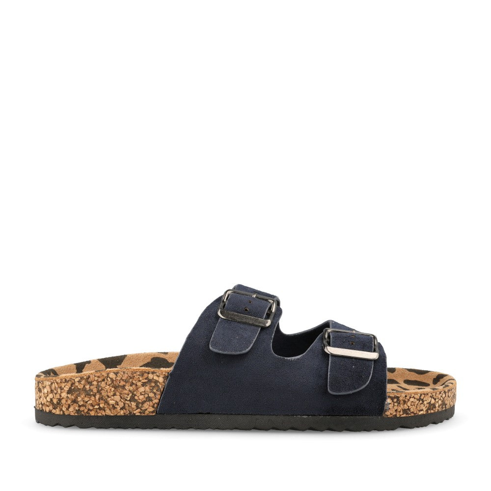 Ladies Pecan Jlc005 Double Strap Mule In Navy
