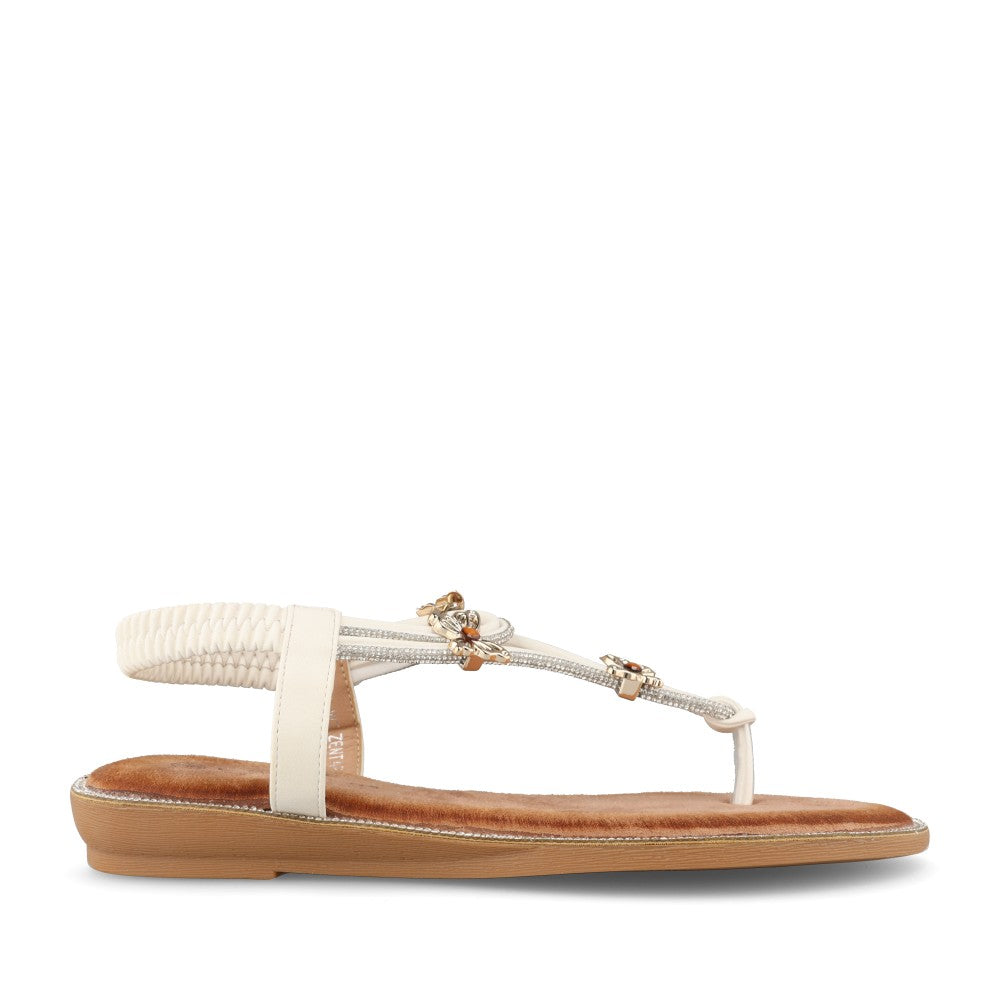 Ladies Jlh554 Zentara Toe Post Sandal In White