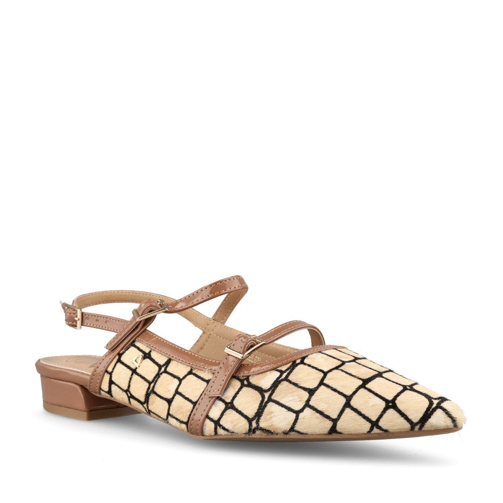Ladies Watermelon Sling Back Shoe In Beige Multi