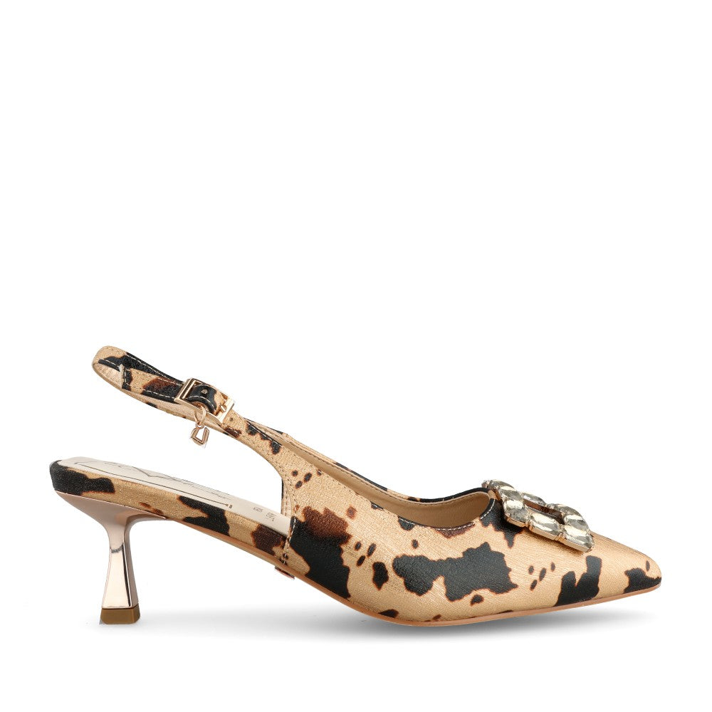 Ladies Lucky Day Low Heel Sling Back Shoe In Animal