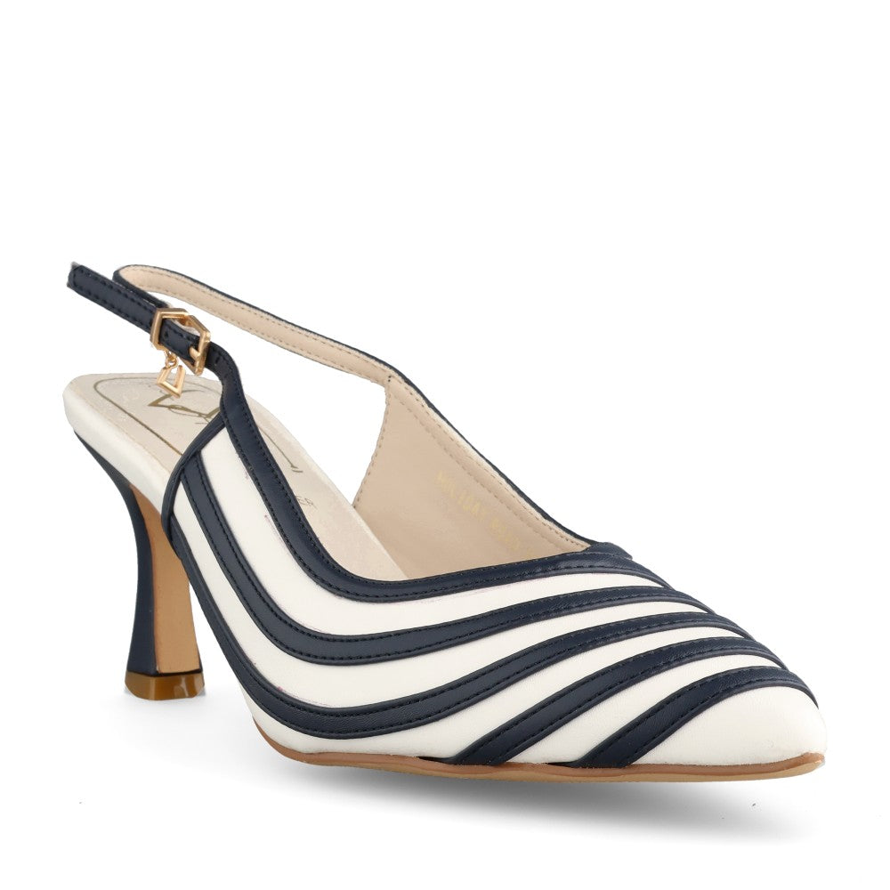 Ladies Holiday Road Medium Heel Slingback Shoe In Navy