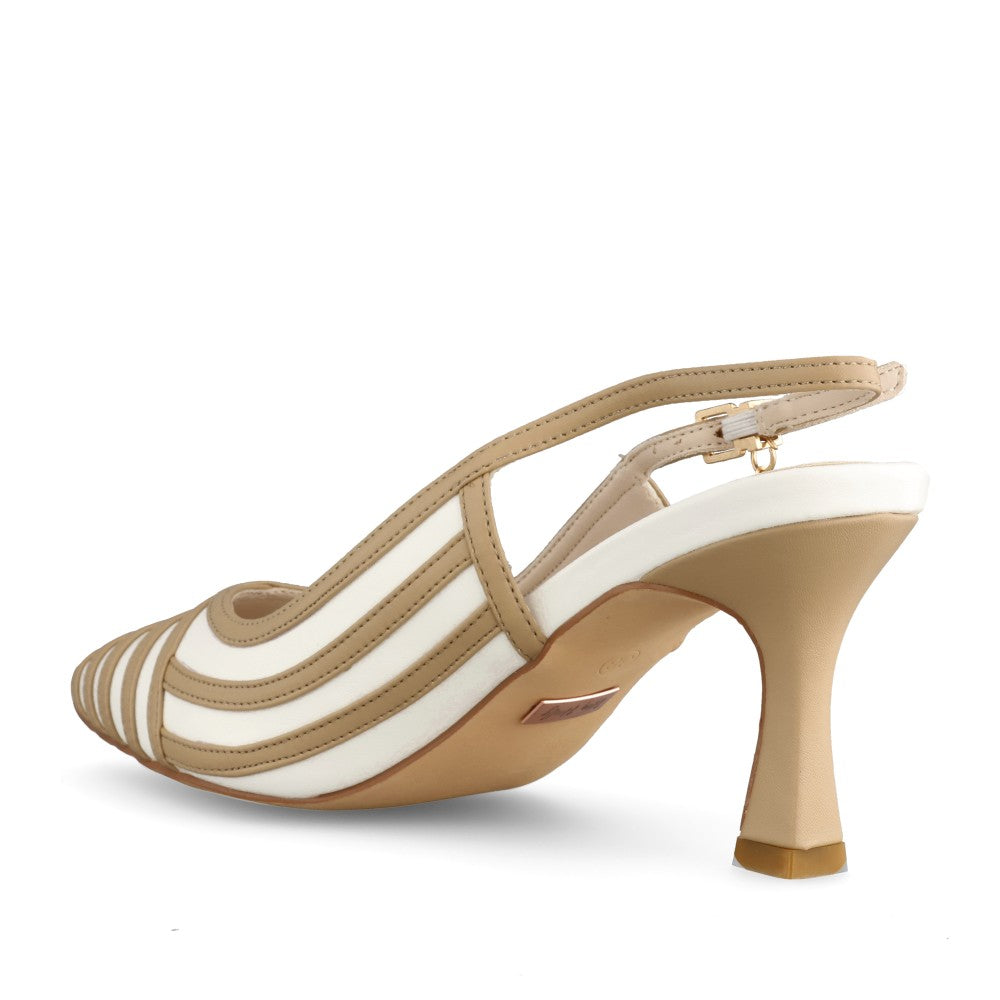 Ladies Holiday Road Medium Heel Slingback Shoe In Taupe
