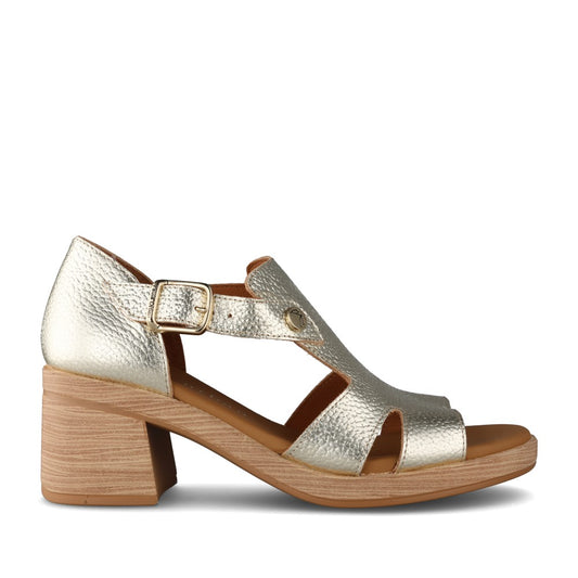 Ladies 34-765 Block Heel Cut-out Shoe In Gold
