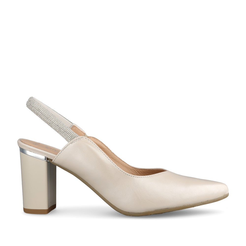 Ladies 4186 G-fit Medium Heel Court Shoe In Pearl