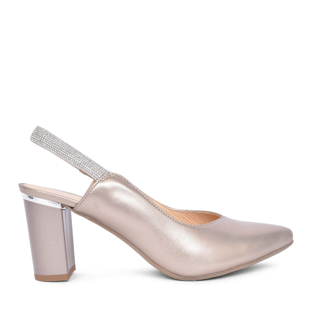 Ladies 4186 G-fit Medium Heel Court Shoe In Metallic