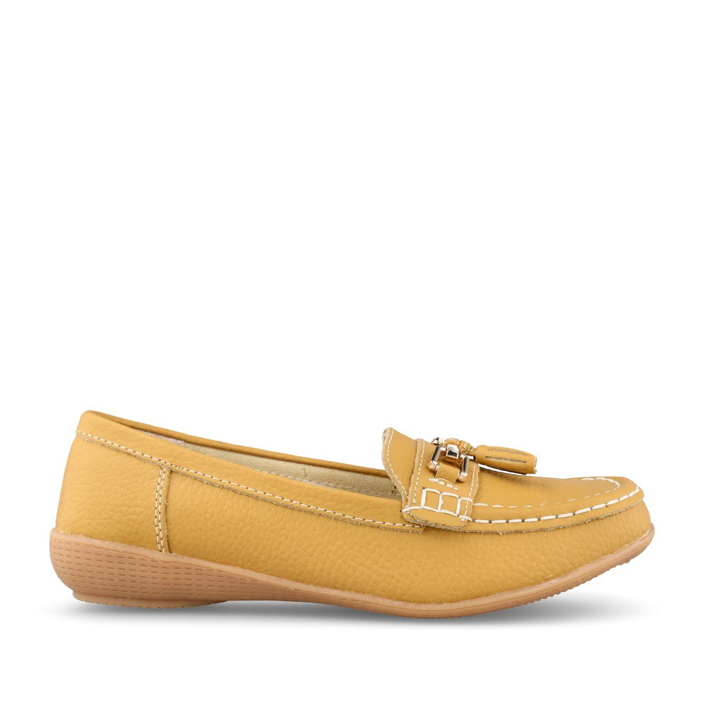 Ladies Nautical Slip-on Shoe In Mustard