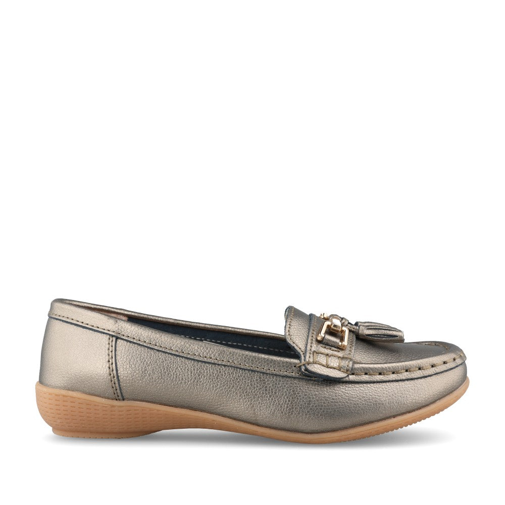 Ladies Nautical Slip-on Shoe In Gun Metal