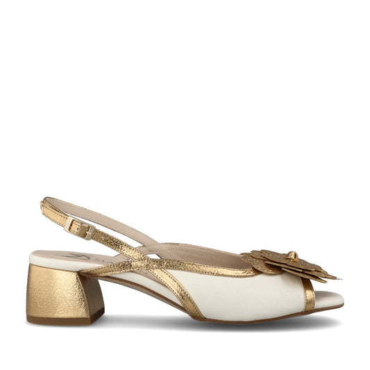 Ladies 60210 Low Heel Sandal In Gold