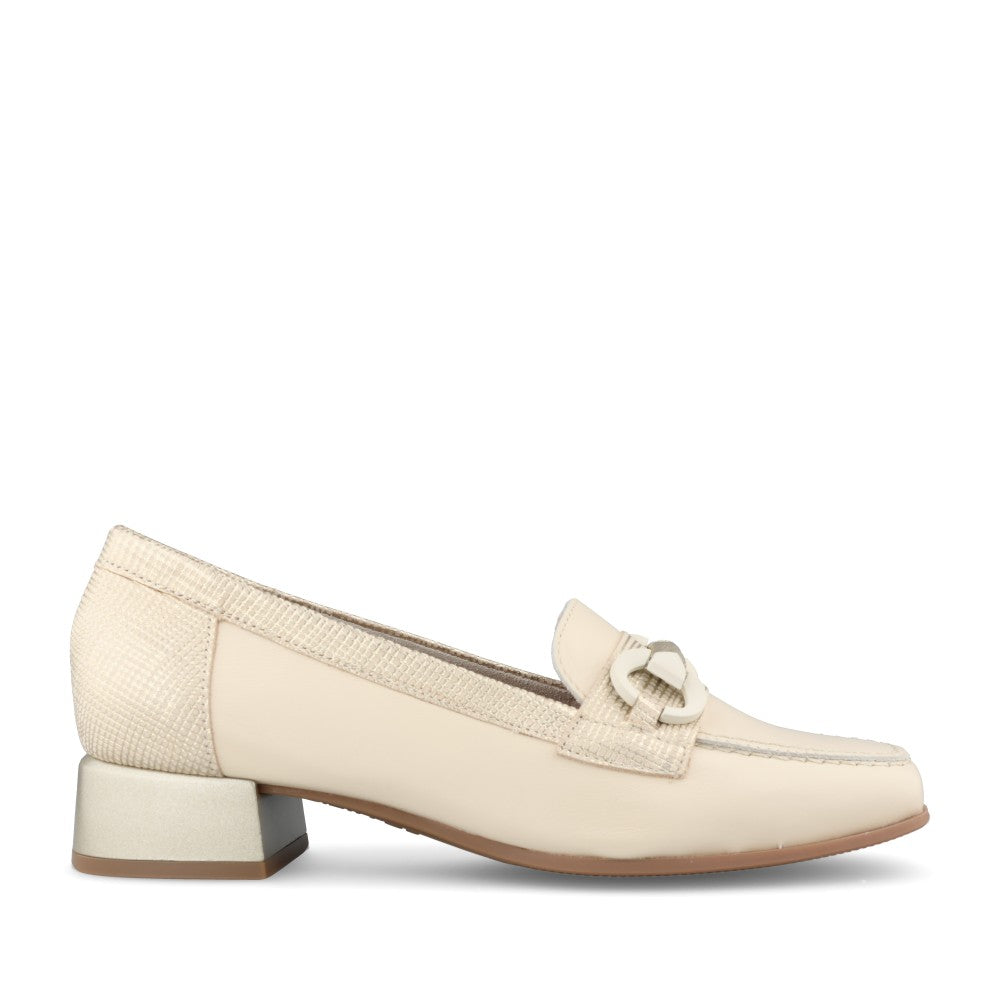 Ladies 11150 Block Heel Shoe In Cream