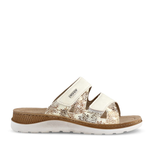 Ladies 1302 Velcro Mule In Ivory