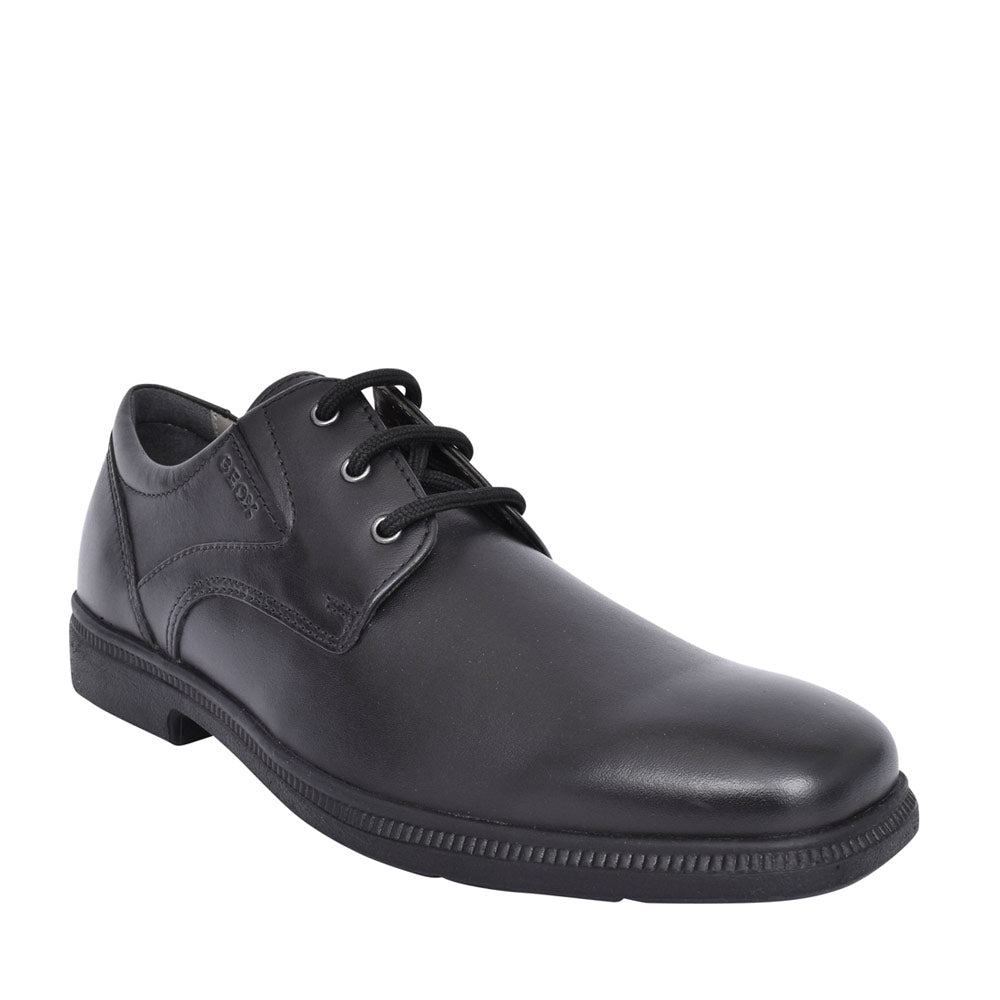 Geox Boys J04D1C Jr Federico Laced Shoe in Black Leather