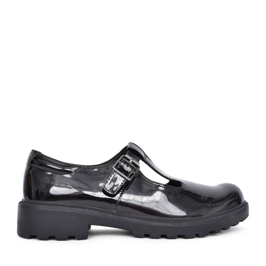 Girls J8420e Casey Leather Shoe In Blk Patent
