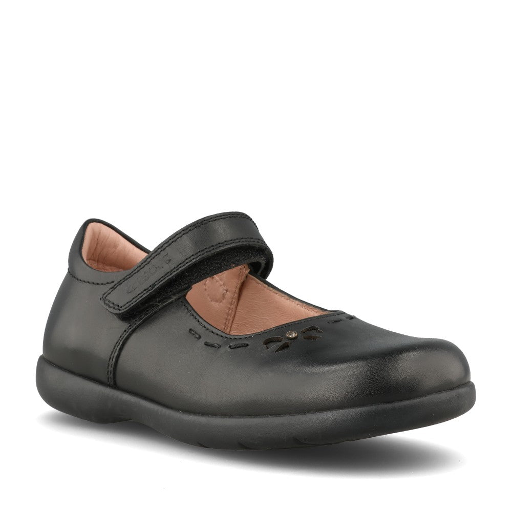 Girls J36fha Naimara Velcro Shoe In Blk Leather