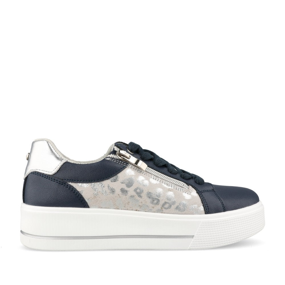 Ladies Ravenna Lace-up Trainer In Navy Combi
