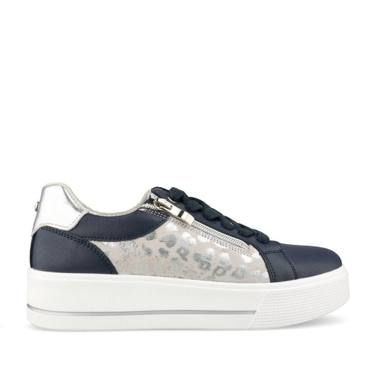 Ladies Ravenna Lace-up Trainer In Navy Combi