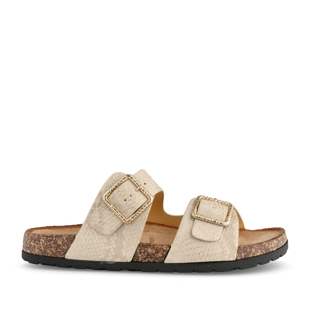 Ladies Seydi Double Strap Mule Sandal In Metallic