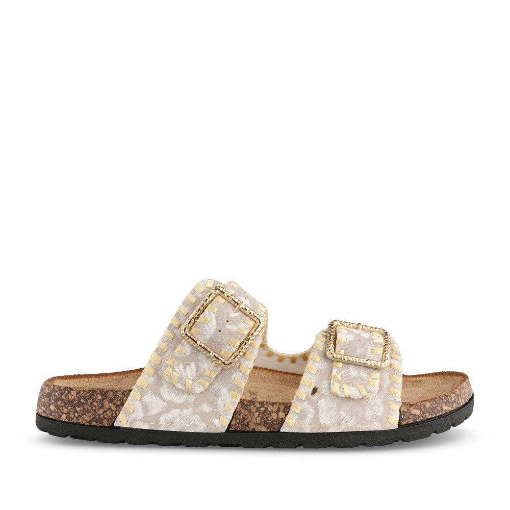 Ladies Seydi Double Strap Mule Sandal In Cream