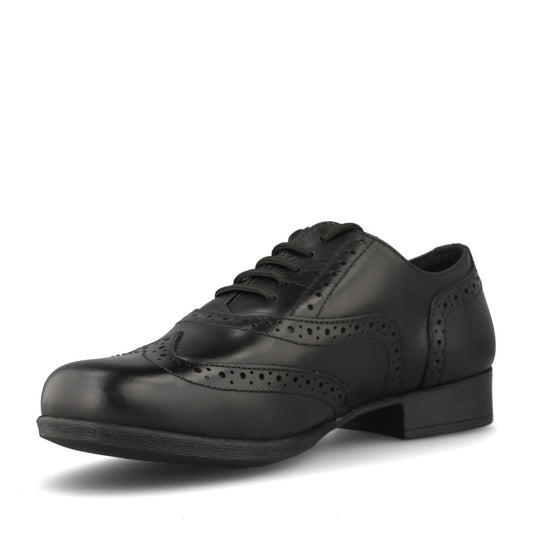 Girls Kada Laced Brogue Shoe In Blk Leather